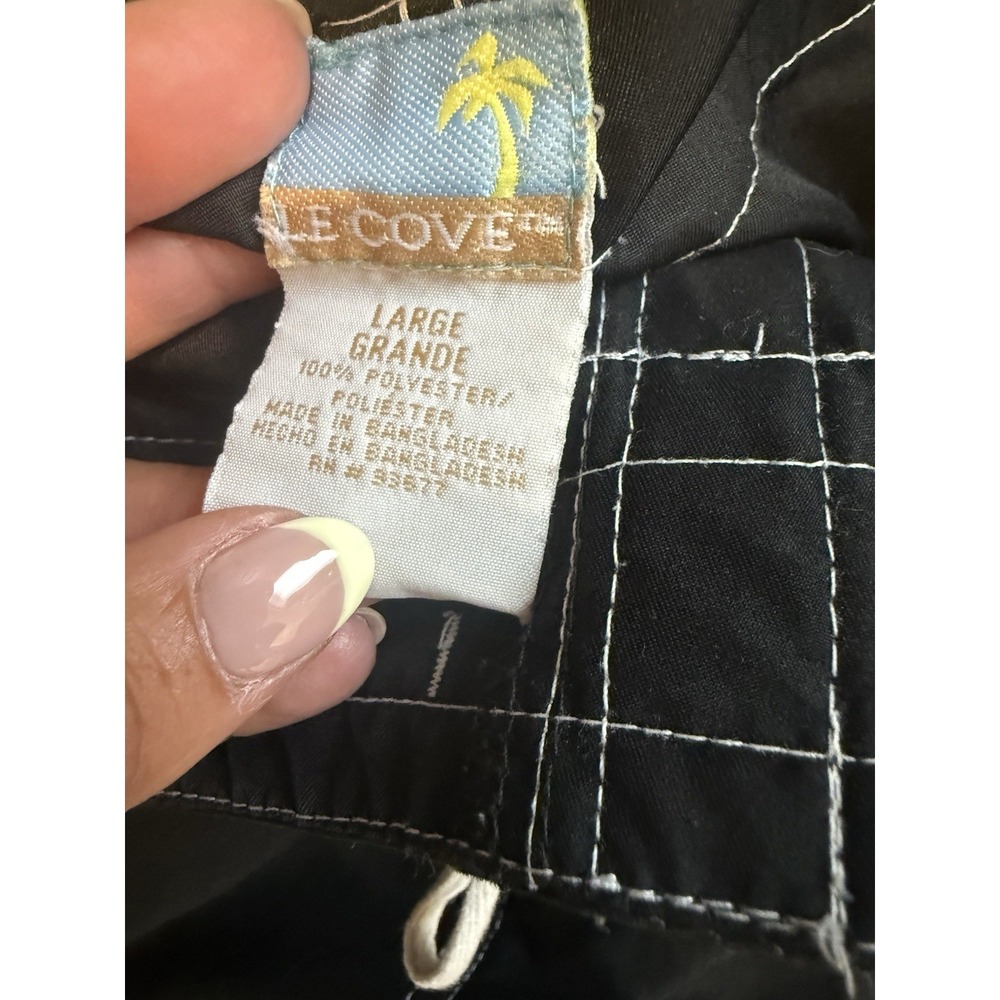 Le Cove Womens Short Shorts Black Casual Lightweight White Trim Large - Picture 5 of 6